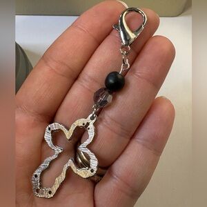 Handmade Upcycled Silver Tone Cross Minj Bag Charm